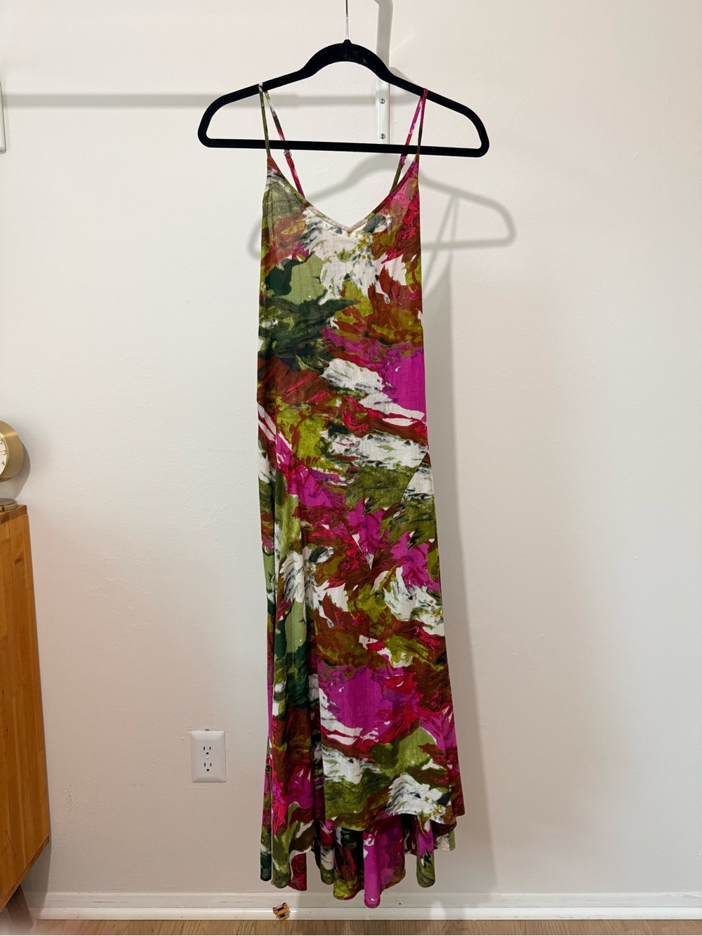 All Saints Pink & Olive Abstract Slip Maxi Dress